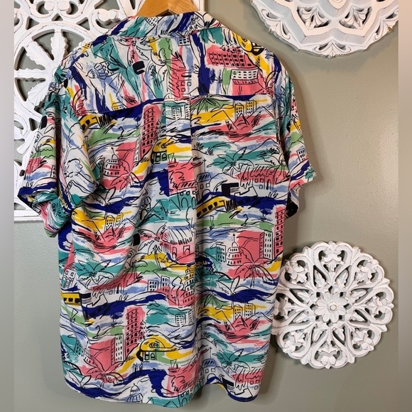 Vintage Stuart Lang Beach Button Down SOFT Flaw Hawaiian Style 12 Miami - Picture 6 of 7